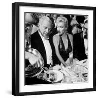 Ambassador Winthrop Aldrich, Ex Envoy to Britain Chatting with Actress Marilyn Monroe-Peter Stackpole-Framed Premium Photographic Print