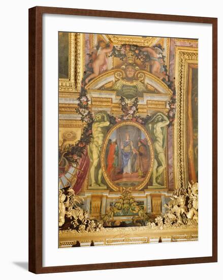 Ambassadors Arriving from All Corners of the Earth, Ceiling Painting from the Galerie Des Glaces-Charles Le Brun-Framed Photographic Print