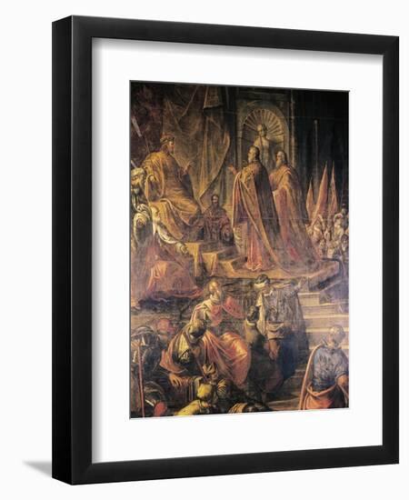 Ambassadors of Pope and Venetians Pleading with Barbarossa for Peace in Vain-Jacopo Tintoretto-Framed Premium Giclee Print