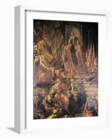 Ambassadors of Pope and Venetians Pleading with Barbarossa for Peace in Vain-Jacopo Tintoretto-Framed Giclee Print