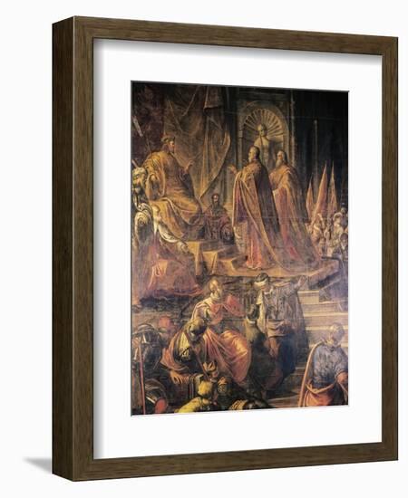 Ambassadors of Pope and Venetians Pleading with Barbarossa for Peace in Vain-Jacopo Tintoretto-Framed Giclee Print