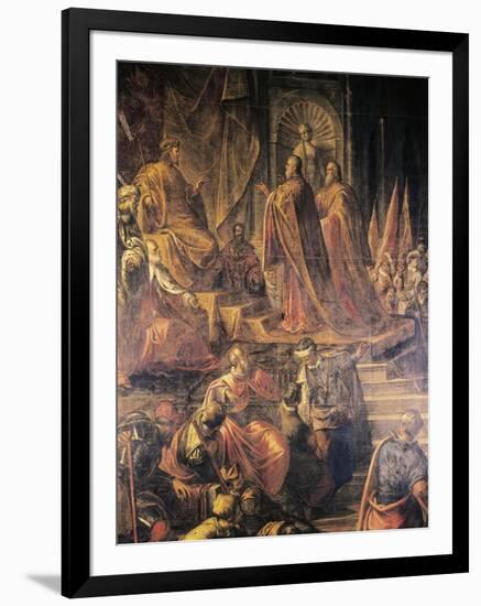 Ambassadors of Pope and Venetians Pleading with Barbarossa for Peace in Vain-Jacopo Tintoretto-Framed Giclee Print