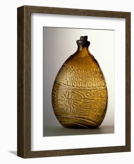 Amber-Colored Bottle in Metal Mold-Blown Glass with Relief Decoration-Bernhard Strigel-Framed Giclee Print