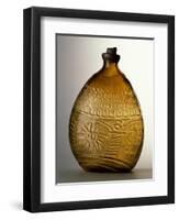 Amber-Colored Bottle in Metal Mold-Blown Glass with Relief Decoration-Bernhard Strigel-Framed Giclee Print