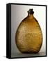 Amber-Colored Bottle in Metal Mold-Blown Glass with Relief Decoration-Bernhard Strigel-Framed Stretched Canvas