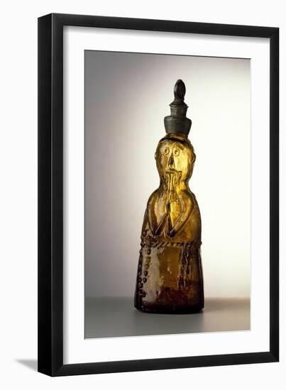 Amber-Colored Bottle in Metal Mold-Blown Glass with Relief Decoration-Bernhard Strigel-Framed Giclee Print