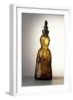 Amber-Colored Bottle in Metal Mold-Blown Glass with Relief Decoration-Bernhard Strigel-Framed Giclee Print