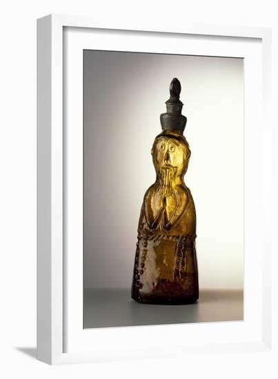 Amber-Colored Bottle in Metal Mold-Blown Glass with Relief Decoration-Bernhard Strigel-Framed Giclee Print