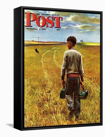 "Amber Waves of Grain," Saturday Evening Post Cover, September 8, 1945-John Falter-Framed Stretched Canvas