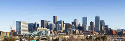 Denver Colorado City Skyline from West Side of Town. Snow Covered Ground Winter.-Ambient Ideas-Stretched Canvas