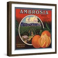 Ambrosia Brand - Upland, California - Citrus Crate Label-Lantern Press-Framed Art Print