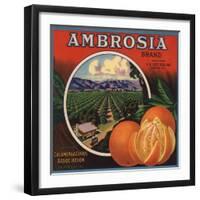 Ambrosia Brand - Upland, California - Citrus Crate Label-Lantern Press-Framed Art Print