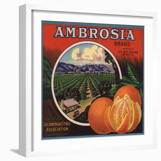 Ambrosia Brand - Upland, California - Citrus Crate Label-Lantern Press-Framed Art Print