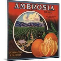 Ambrosia Brand - Upland, California - Citrus Crate Label-Lantern Press-Mounted Art Print