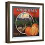 Ambrosia Brand - Upland, California - Citrus Crate Label-Lantern Press-Framed Art Print