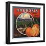 Ambrosia Brand - Upland, California - Citrus Crate Label-Lantern Press-Framed Art Print