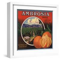 Ambrosia Brand - Upland, California - Citrus Crate Label-Lantern Press-Framed Art Print