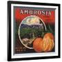 Ambrosia Brand - Upland, California - Citrus Crate Label-Lantern Press-Framed Art Print