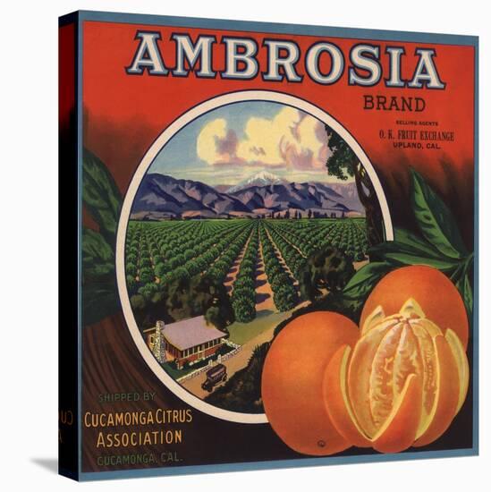 Ambrosia Brand - Upland, California - Citrus Crate Label-Lantern Press-Stretched Canvas