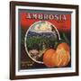 Ambrosia Brand - Upland, California - Citrus Crate Label-Lantern Press-Framed Art Print