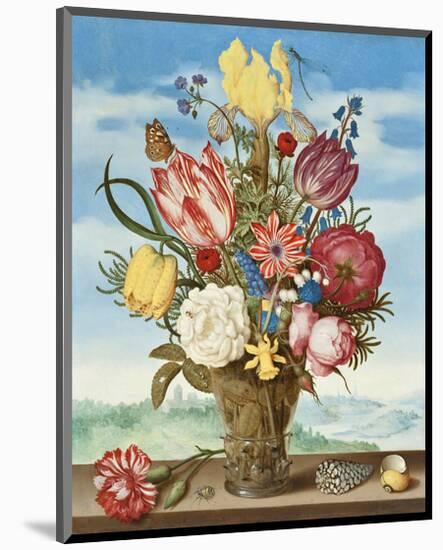 Ambrosius Bosschaert, Bouquet of Flowers on a Ledge-Dutch Florals-Mounted Art Print
