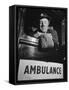 Ambulance Driver Knitting For the English Army During WWII-Carl Mydans-Framed Stretched Canvas