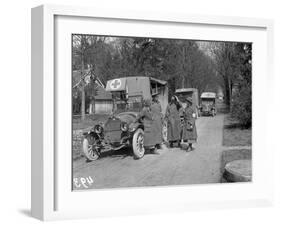 Ambulance Drivers at the Scottish Women's Hospital, Royaumont Abbey, 1915-Jacques Moreau-Framed Photographic Print