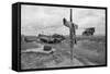 Ambulance Driving by Grave with Cross-David Kennerly-Framed Stretched Canvas