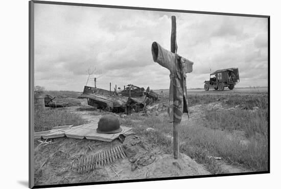 Ambulance Driving by Grave with Cross-David Kennerly-Mounted Photographic Print