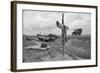 Ambulance Driving by Grave with Cross-David Kennerly-Framed Photographic Print