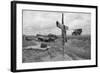 Ambulance Driving by Grave with Cross-David Kennerly-Framed Photographic Print