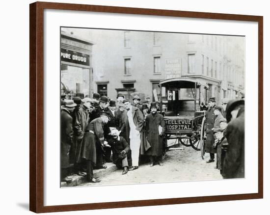 Ambulance Idling by Crowd-null-Framed Photographic Print