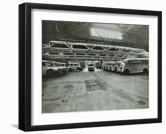 Ambulances in a Garage, Western Ambulance Station, Fulham, 1939-null-Framed Photographic Print