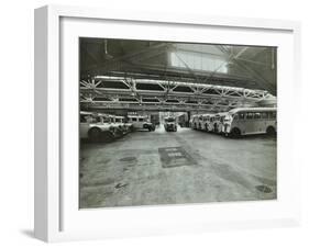 Ambulances in a Garage, Western Ambulance Station, Fulham, 1939-null-Framed Photographic Print