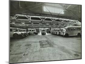 Ambulances in a Garage, Western Ambulance Station, Fulham, 1939-null-Mounted Photographic Print