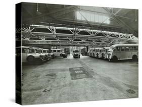 Ambulances in a Garage, Western Ambulance Station, Fulham, 1939-null-Stretched Canvas