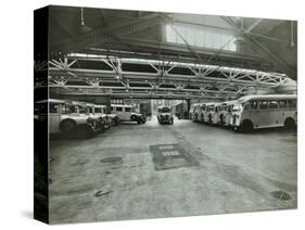 Ambulances in a Garage, Western Ambulance Station, Fulham, 1939-null-Stretched Canvas