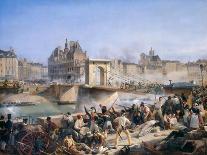 Attack on the Hotel De Ville and Combat on the Pont D'Arcole, July 28, 1830-Amédée Bourgeois-Framed Giclee Print