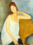 Young Woman with a Fringe or Young Seated Woman in Blue Dress, 1918-Amedeo Modigliani-Giclee Print