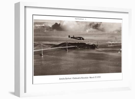 Amelia Earhart in Flight, Oakland to Honolulu, March 17, 1937-Clyde Sunderland-Framed Art Print