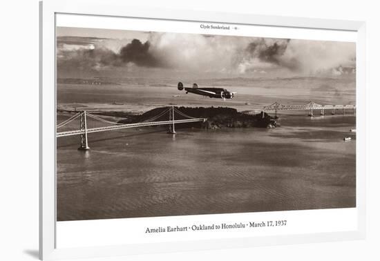 Amelia Earhart in Flight, Oakland to Honolulu, March 17, 1937-Clyde Sunderland-Framed Art Print