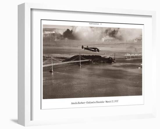 Amelia Earhart in Flight, Oakland to Honolulu, March 17, 1937-Clyde Sunderland-Framed Art Print