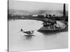 Amelia Earhart's Plane Leaving Port-null-Stretched Canvas