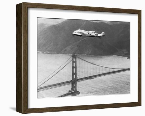 Amelia Earhart's Record Breaking Hop over Golden Gate Bridge-null-Framed Photographic Print