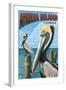 Amelia Island, Florida - Brown Pelican-Lantern Press-Framed Art Print