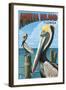 Amelia Island, Florida - Brown Pelican-Lantern Press-Framed Art Print