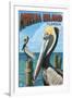 Amelia Island, Florida - Brown Pelican-Lantern Press-Framed Art Print