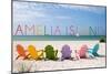 Amelia Island, Florida - Colorful Beach Chairs-Lantern Press-Mounted Art Print