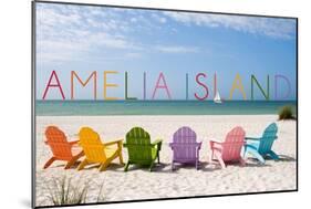 Amelia Island, Florida - Colorful Beach Chairs-Lantern Press-Mounted Art Print