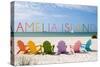 Amelia Island, Florida - Colorful Beach Chairs-Lantern Press-Stretched Canvas
